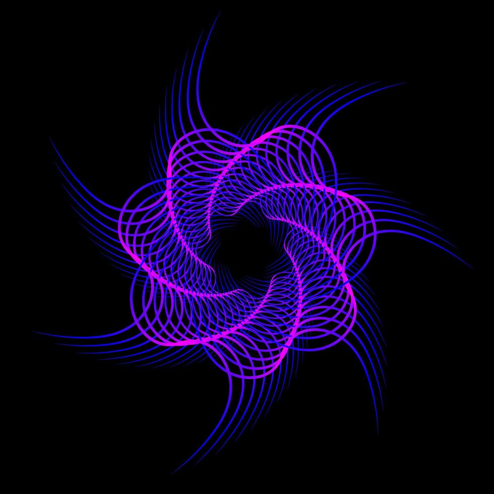 Exotic fractal distortion of blue flowers vector