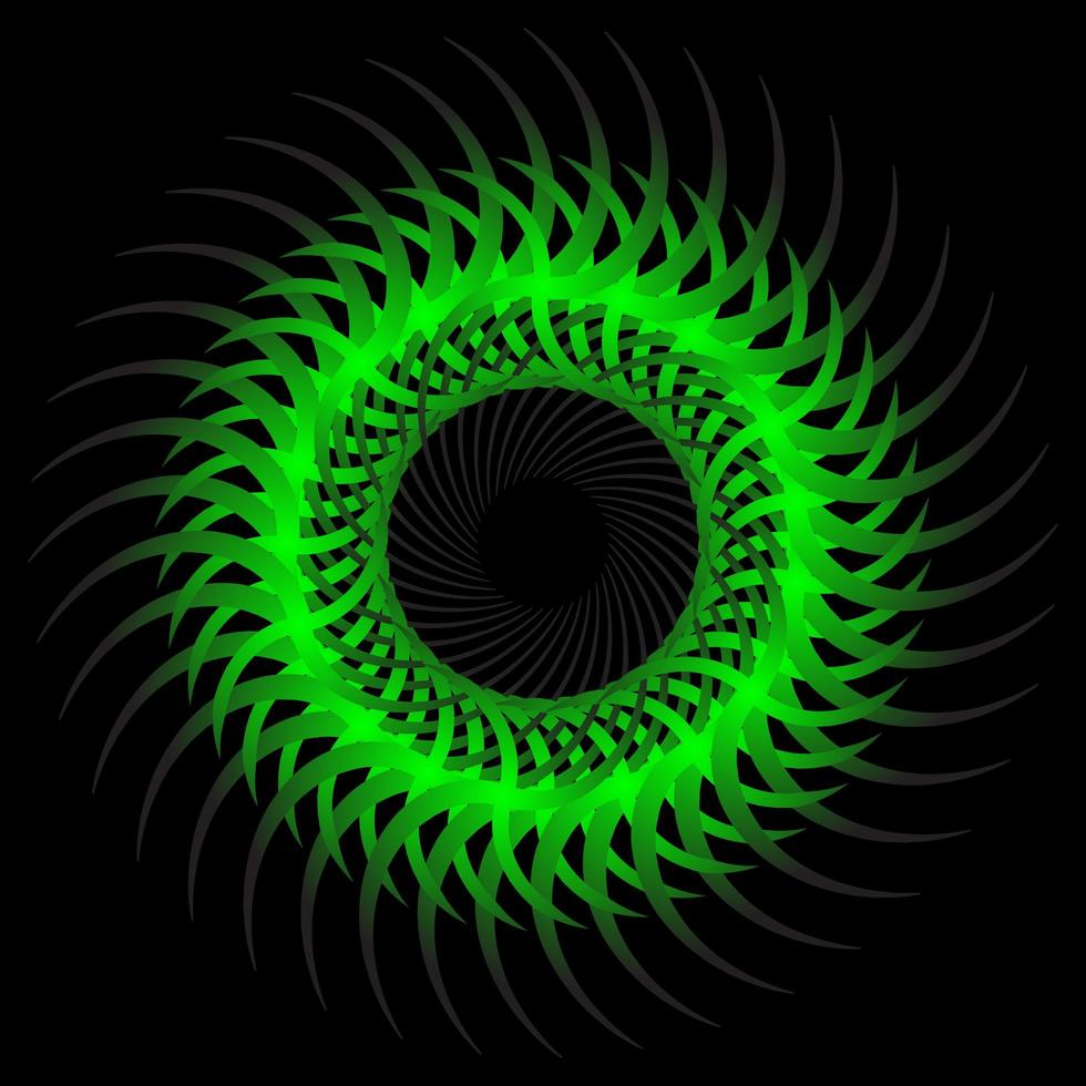 Abstract green symmetry spirograph on black background vector