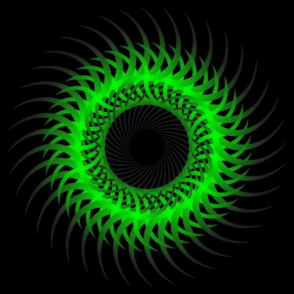 Abstract green symmetry spirograph on black background vector