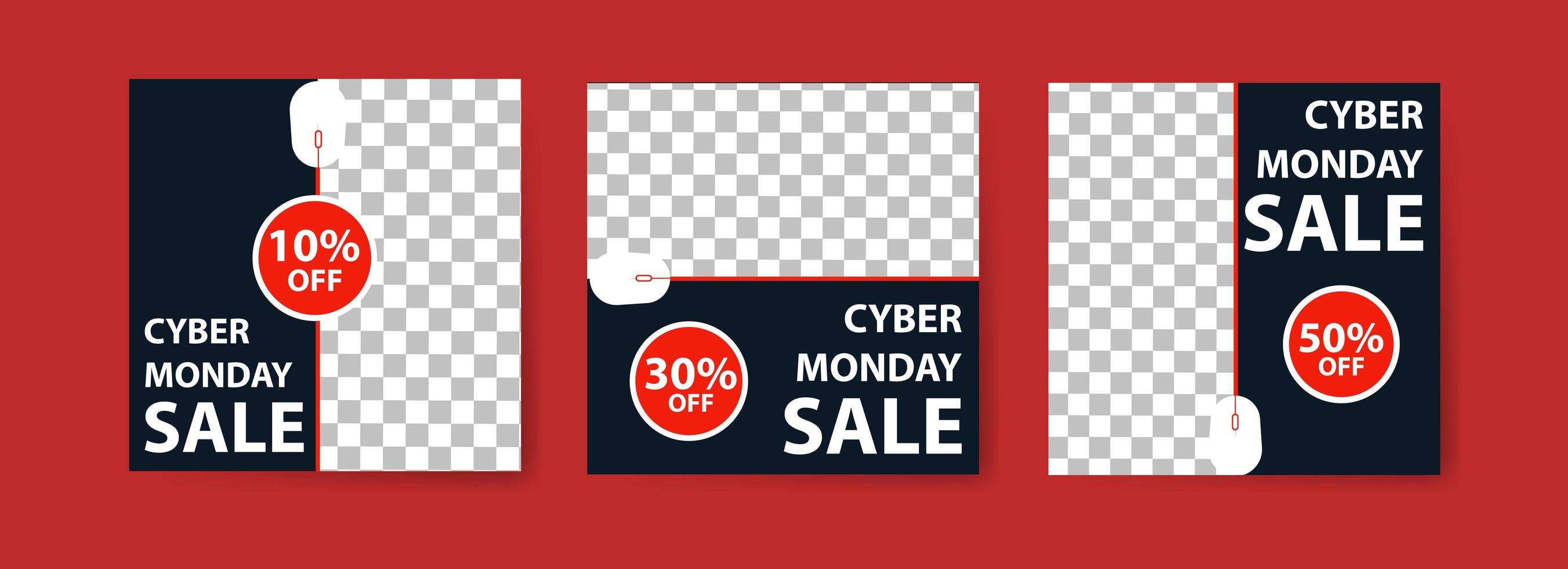 conjunto de banners de venta de cyber monday vector