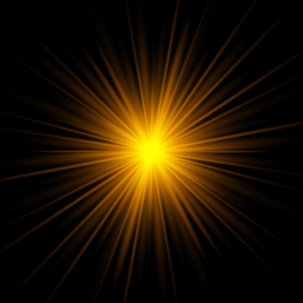 Yellow rays rising on dark background vector