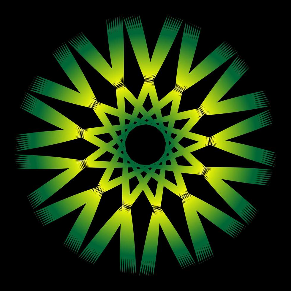 Abstract green yellow spirograph on black background vector