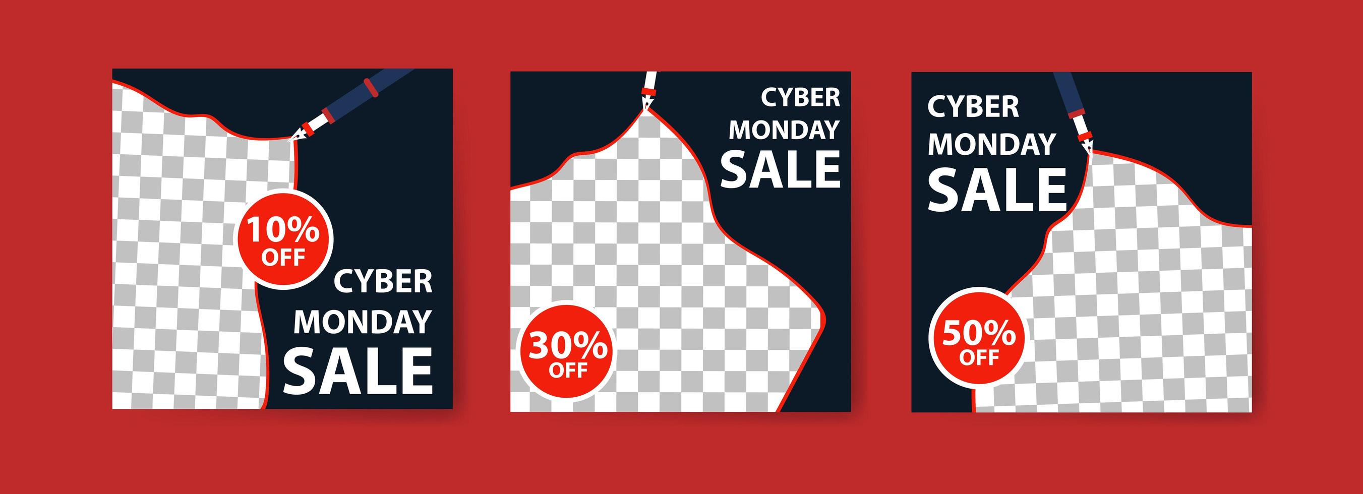 conjunto de banners de venta de cyber monday vector