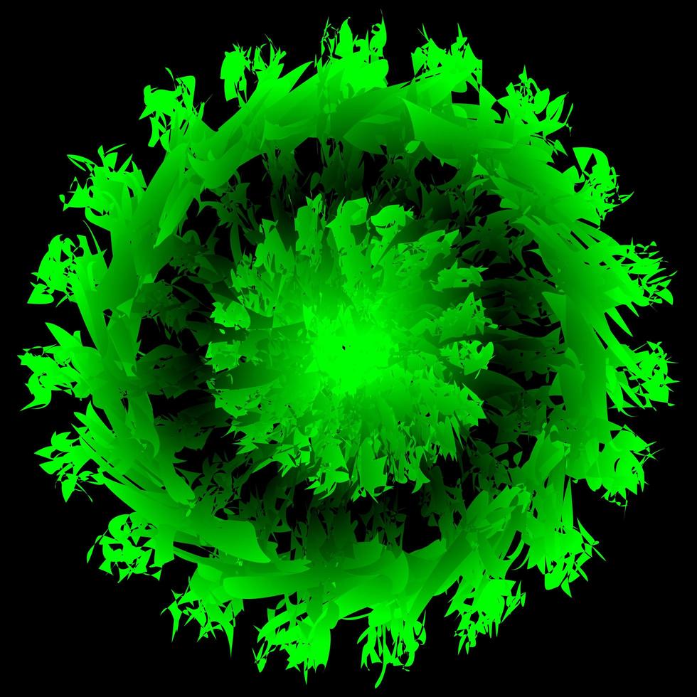 Abstract green fire spirograph on black background vector