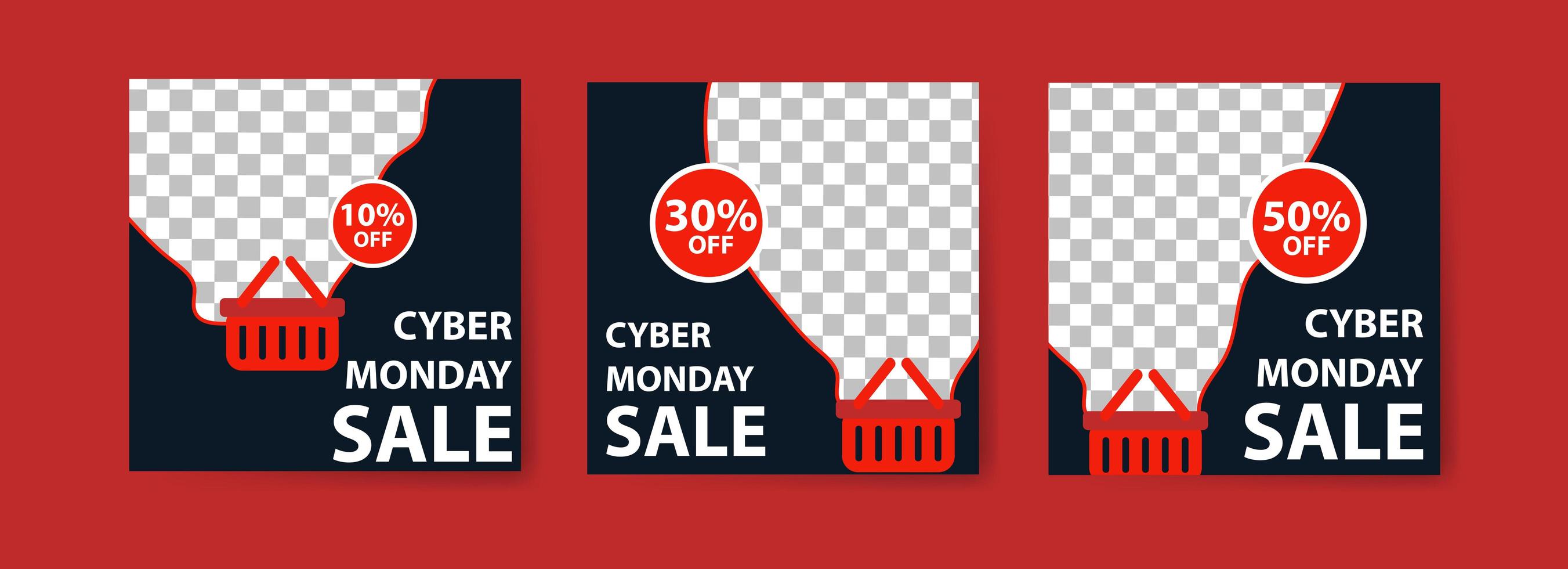 conjunto de banners de venta de cyber monday vector