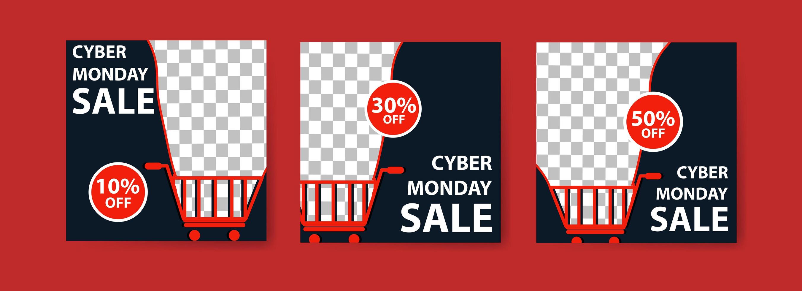 conjunto de banners de venta de cyber monday vector