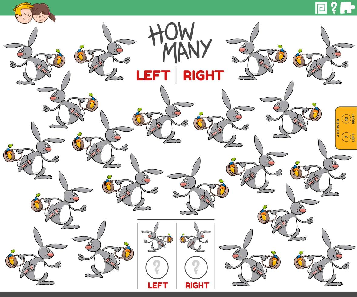 Counting left and right pictures of Easter bunny vector