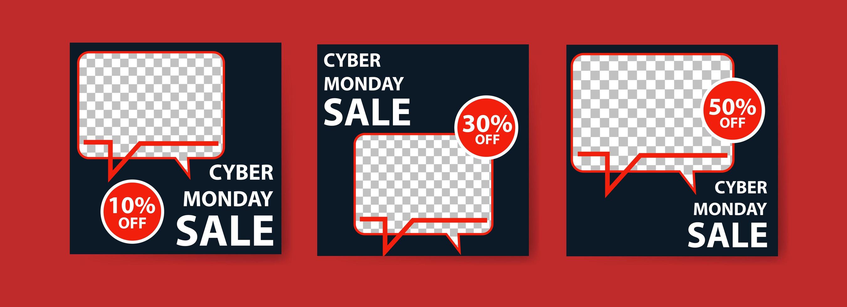 conjunto de banners de venta de cyber monday vector