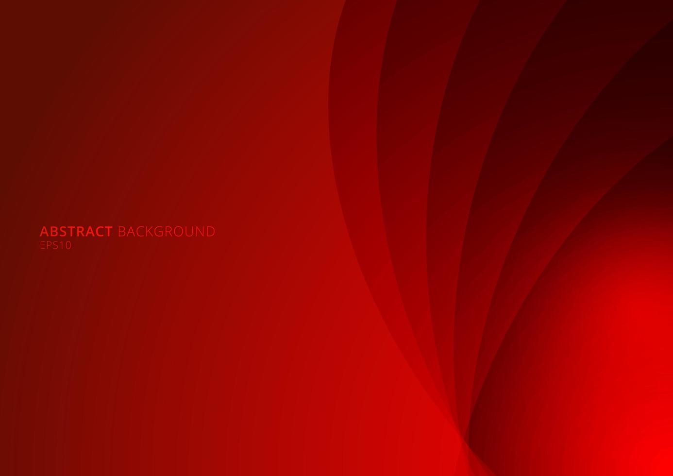 Fondo rojo abstracto capas curvas con sombra vector