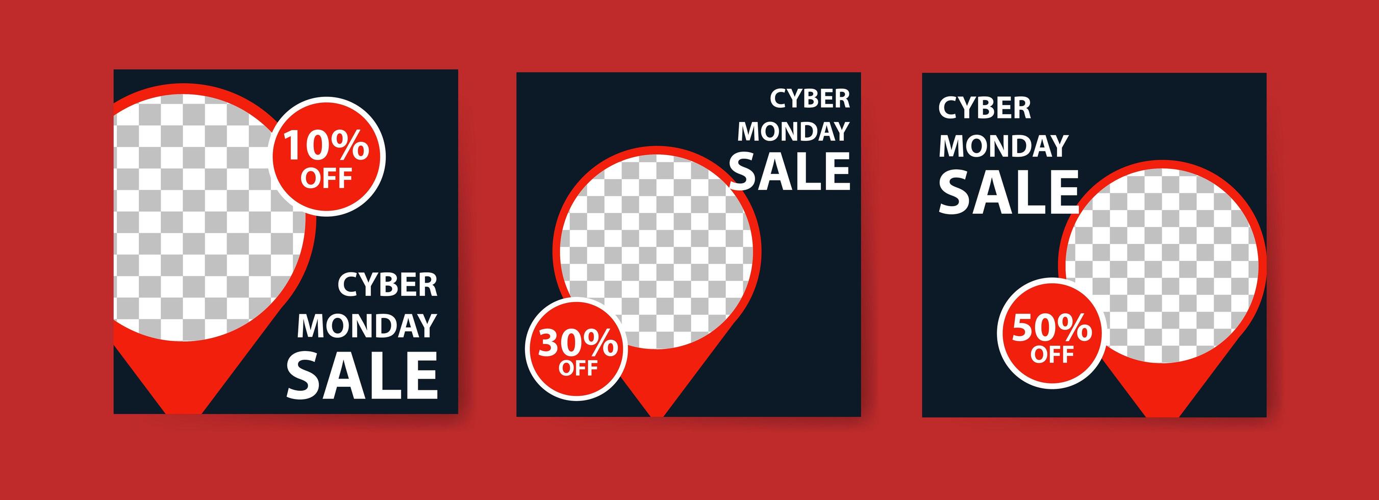 conjunto de banners de venta de cyber monday vector