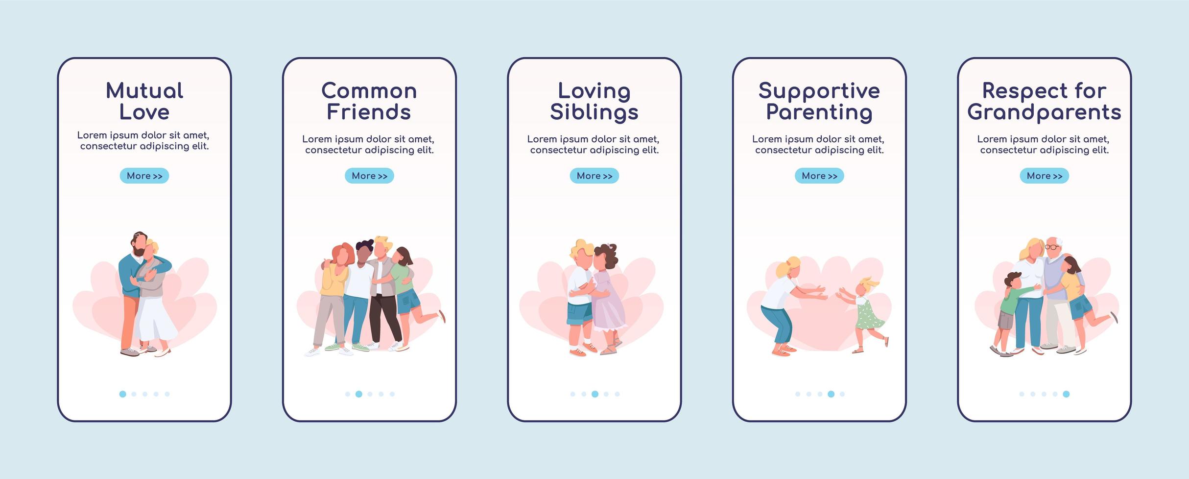 Affection onboarding mobile app vector