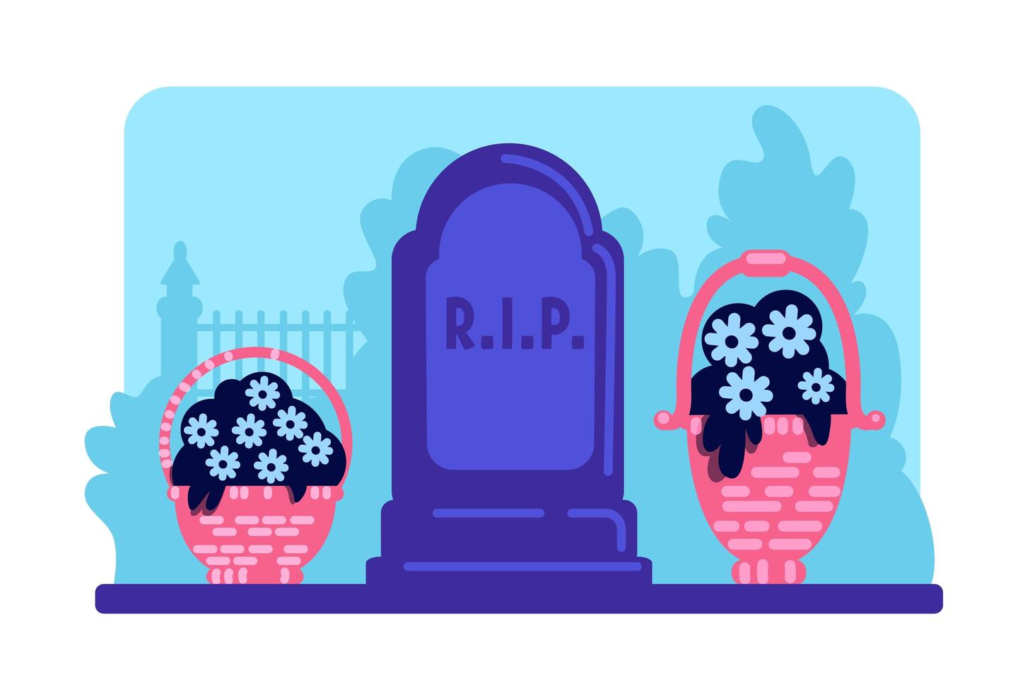 Flowers and tombstone vector