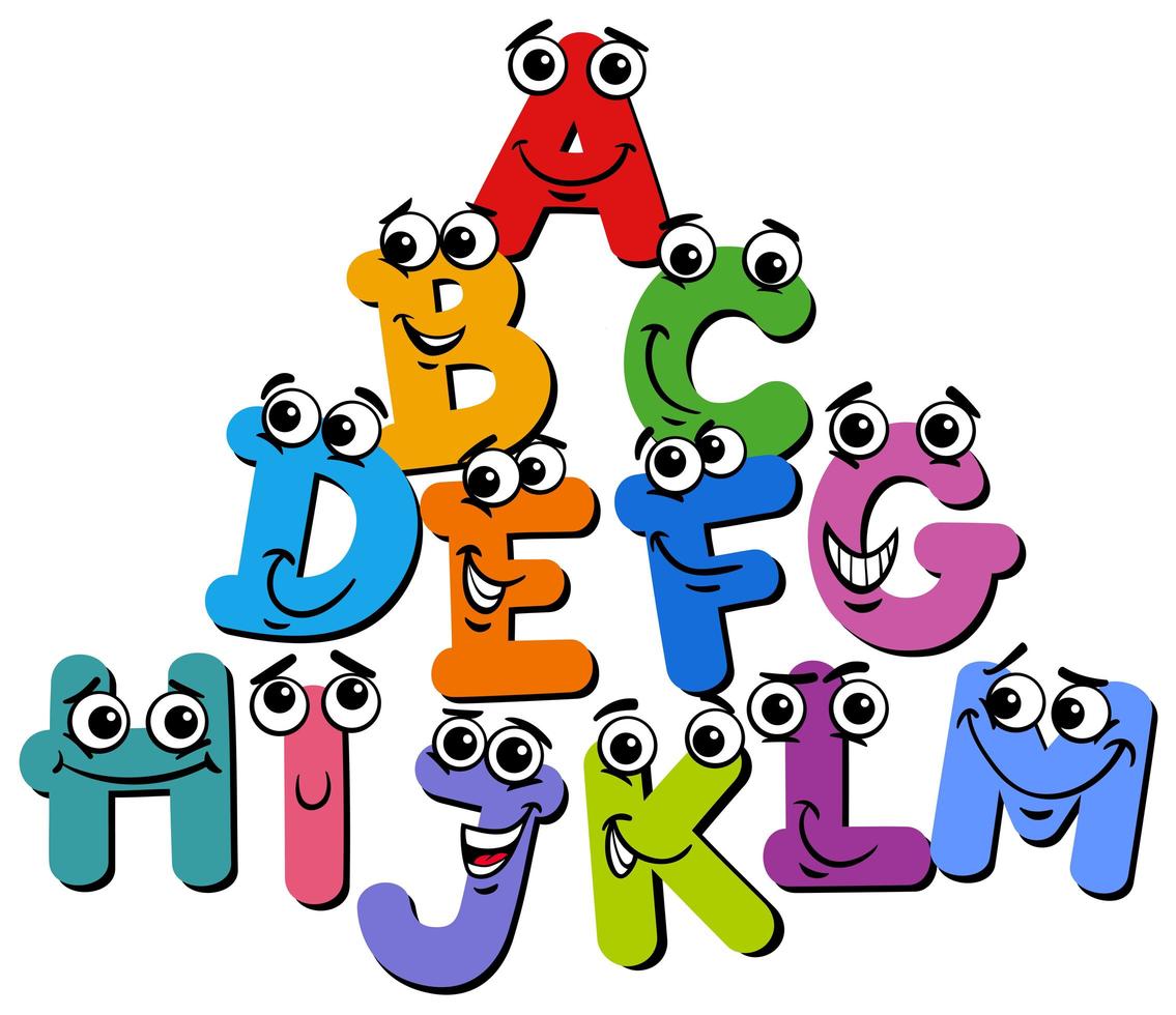 Alphabet letter characters cartoon vector