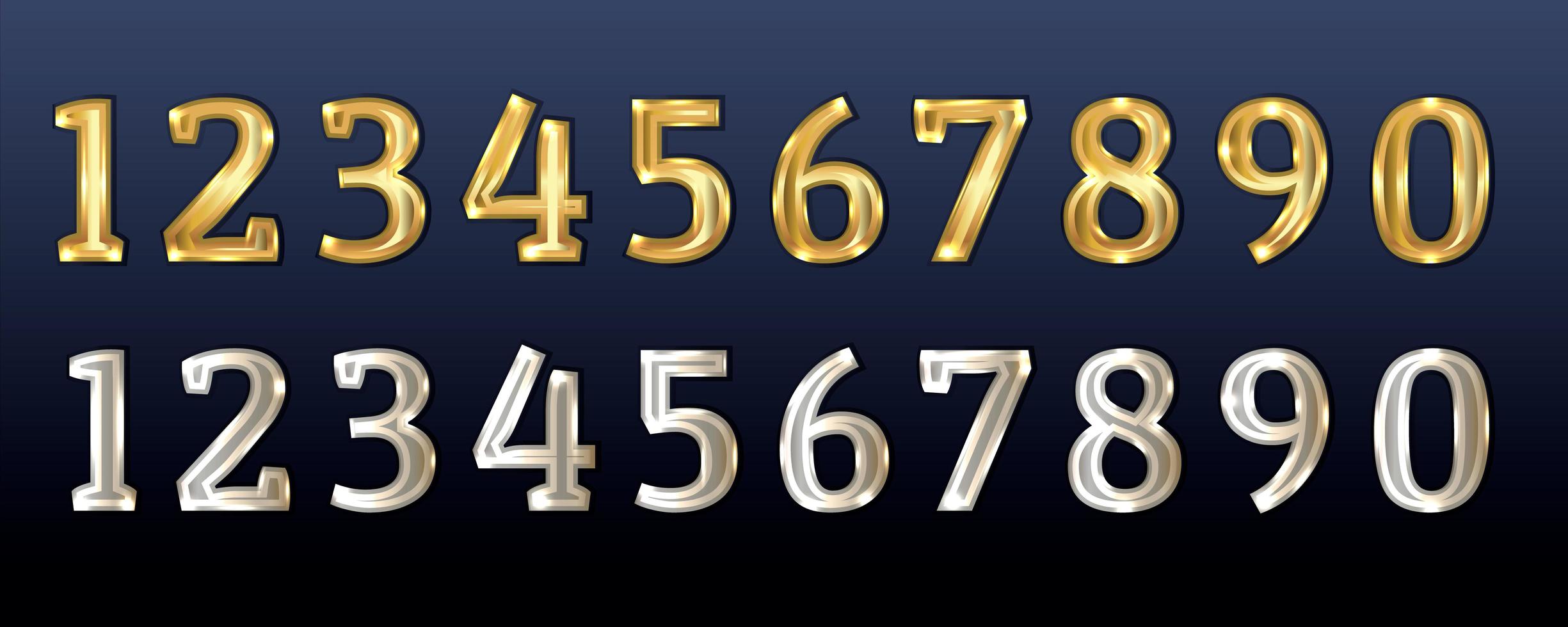 Gold and silver numbers vector