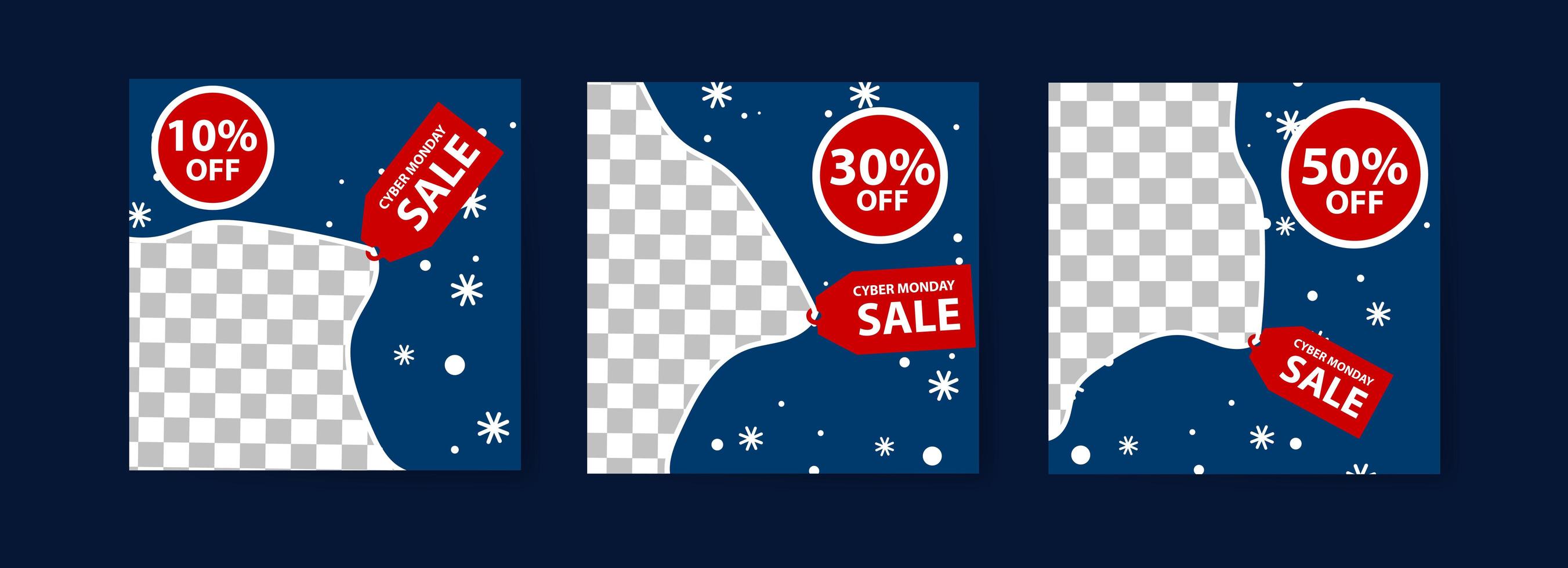 Cyber Monday Sale Blue Banner Set vector