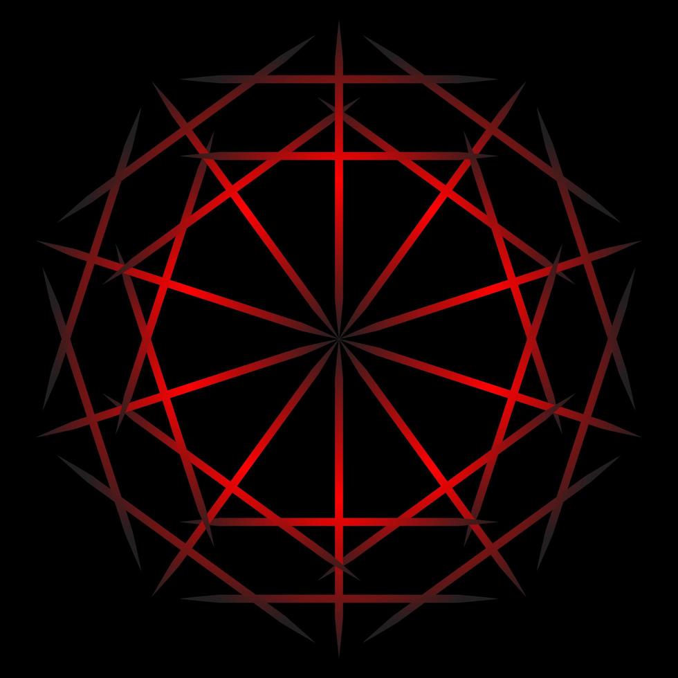 Abstract red line spirograph on black background vector