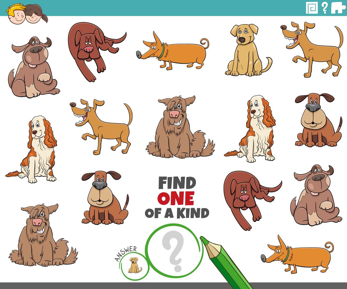 One of a kind task for children with dogs vector