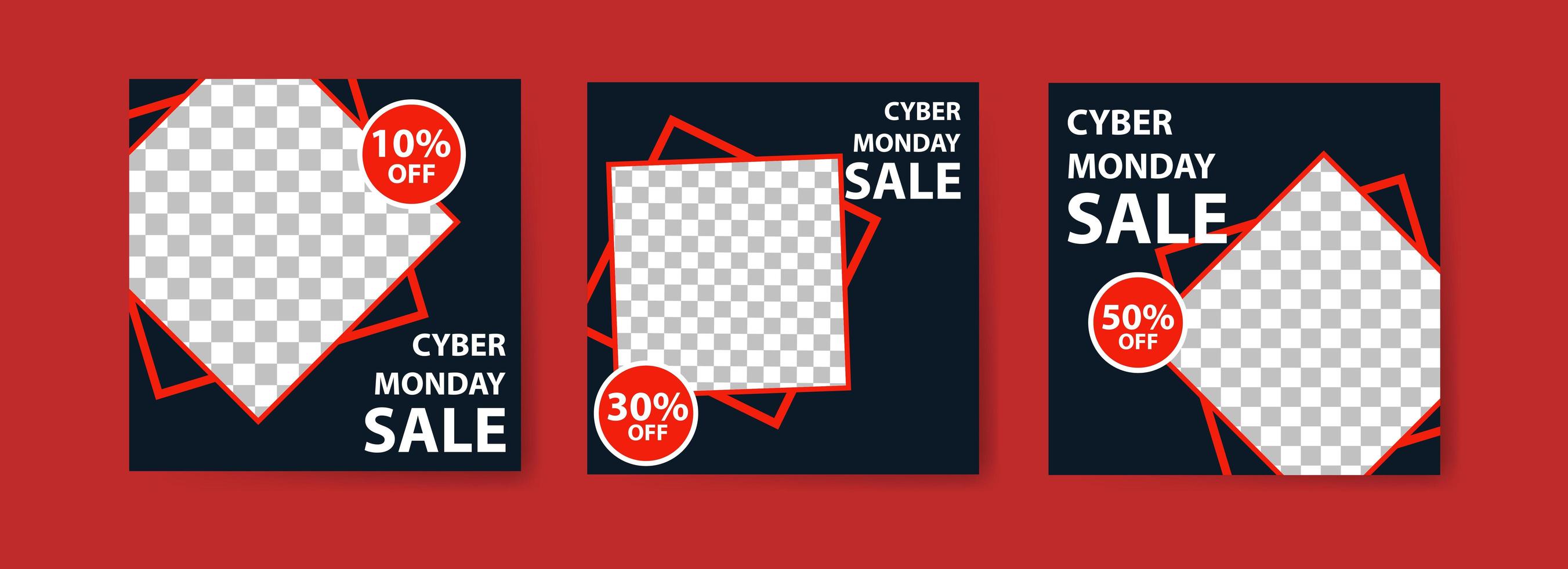 conjunto de banners de venta de cyber monday vector