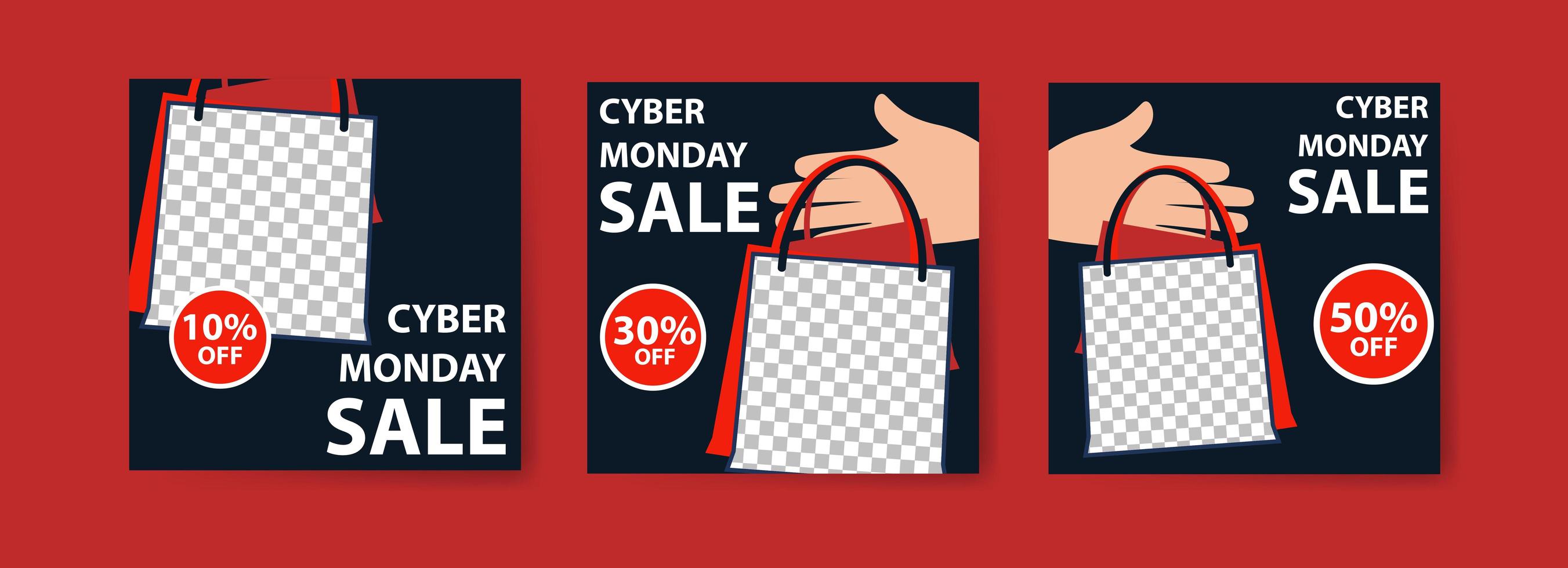 Cyber Monday Sale banner set vector