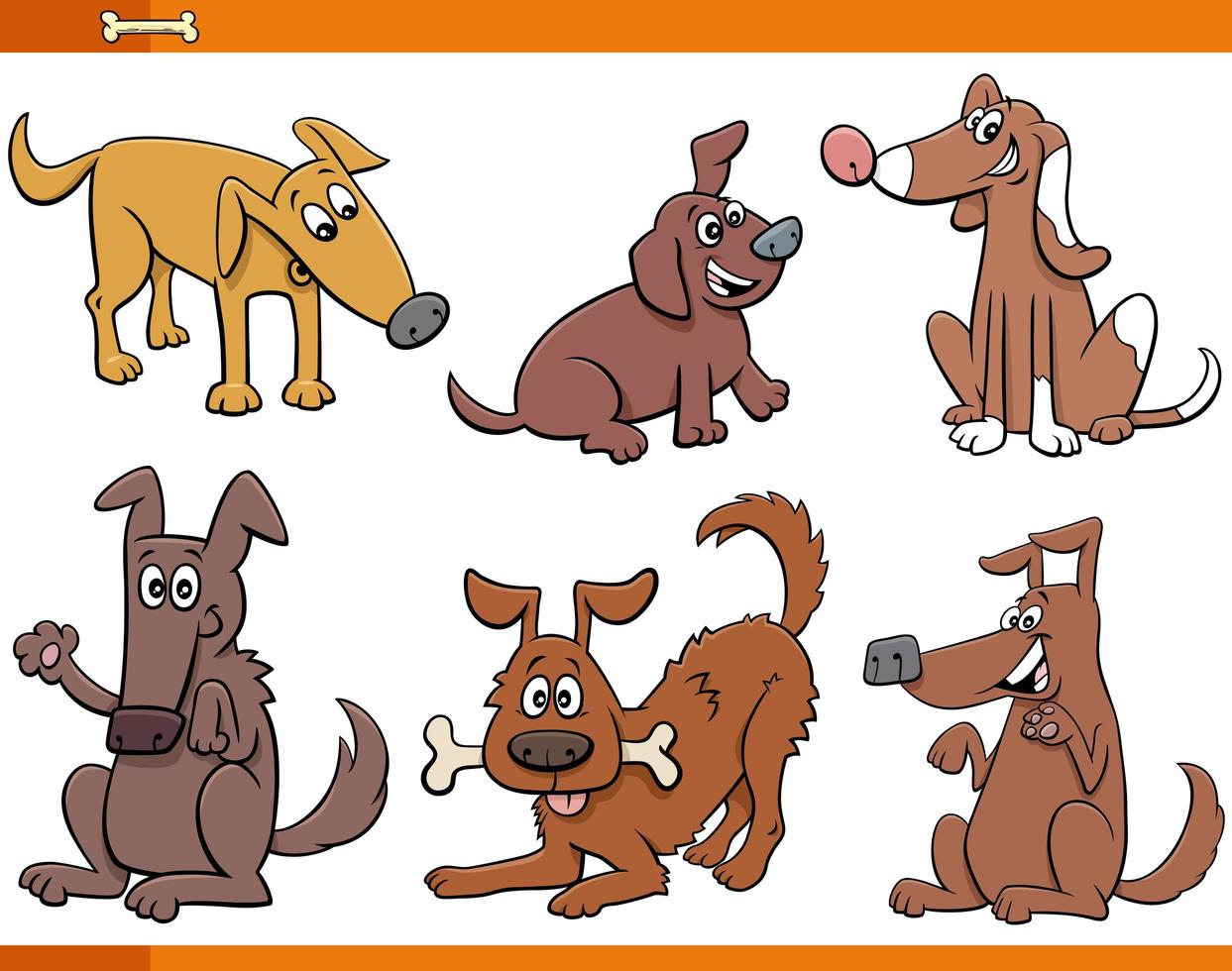 dibujos animados de perros y cachorros conjunto de personajes de animales vector