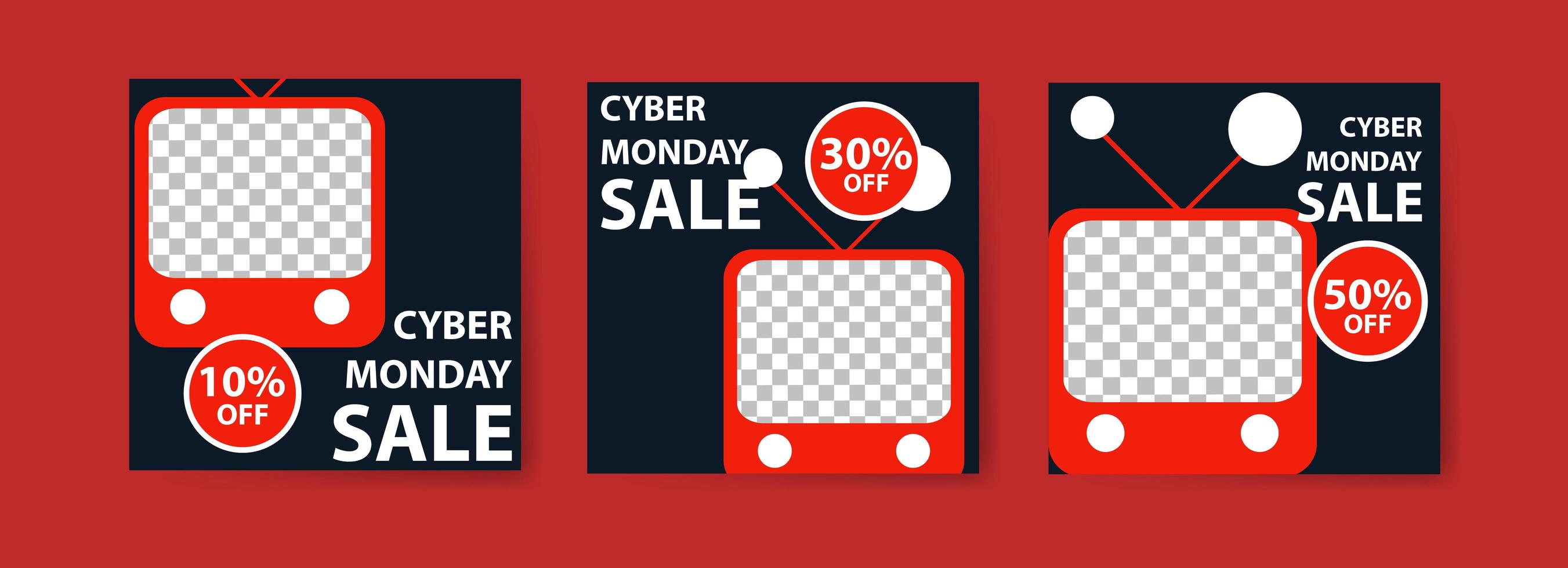 conjunto de banners de venta de cyber monday vector