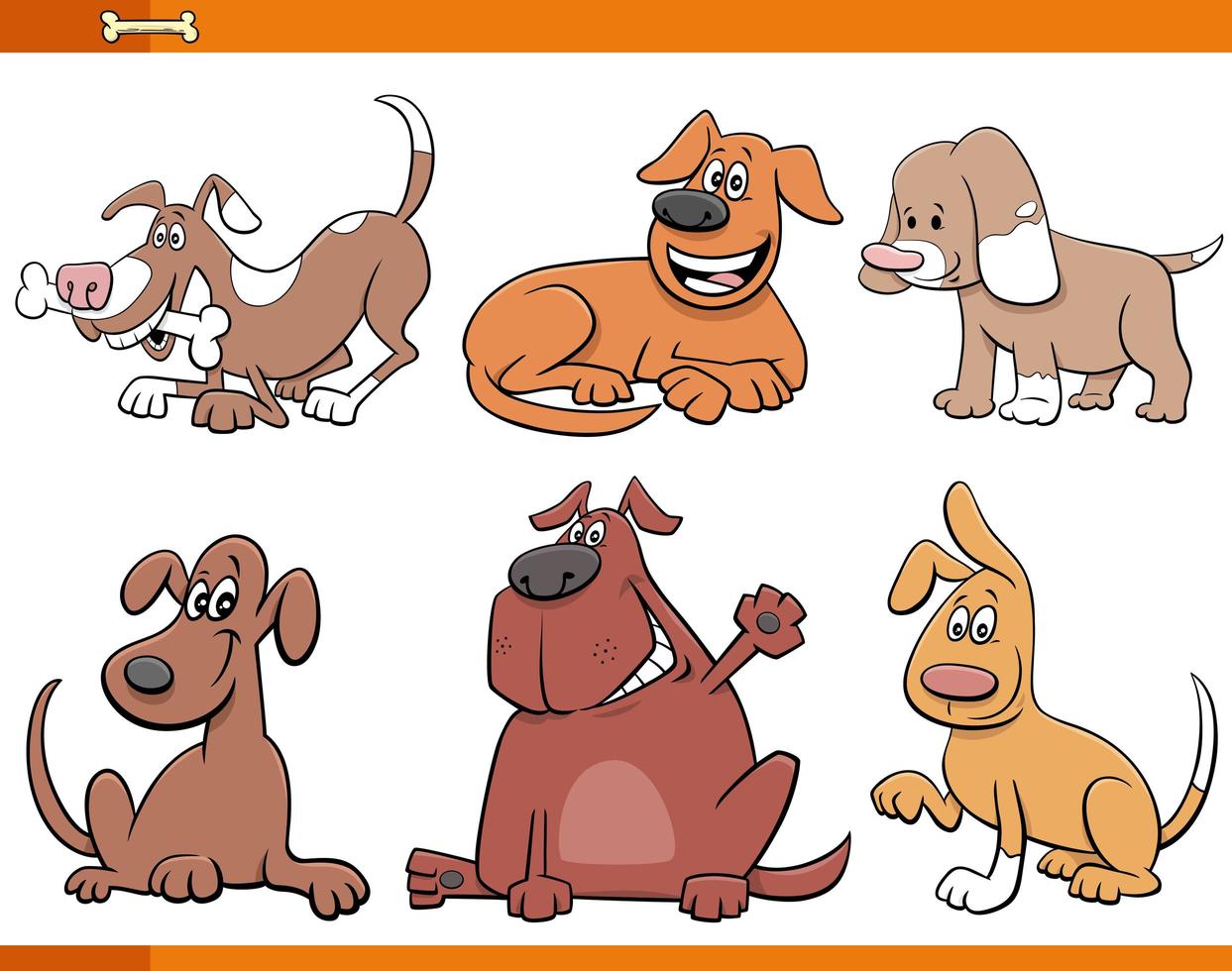 dibujos animados de perros y cachorros conjunto de personajes de animales vector