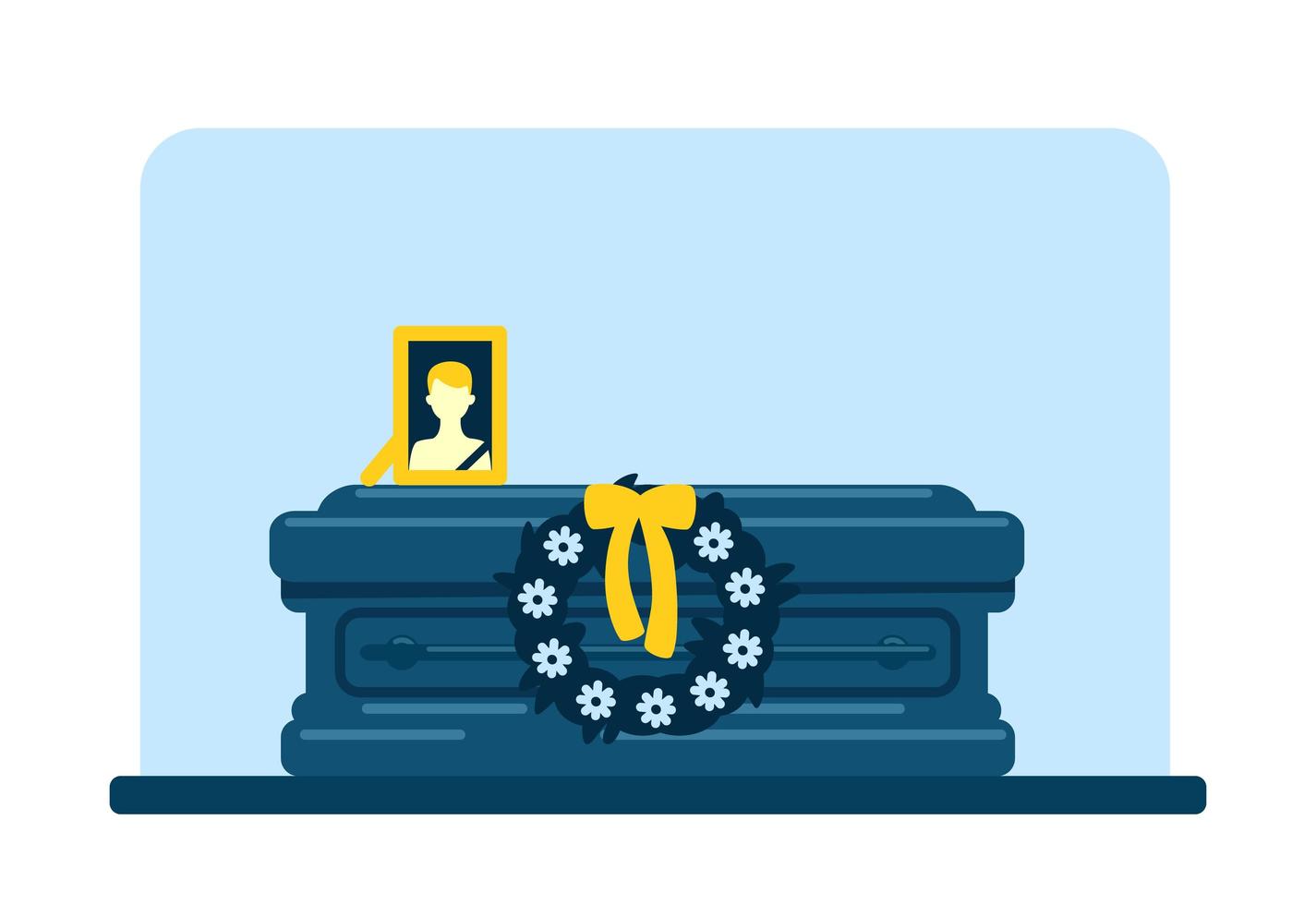 Dead man coffin and photo vector