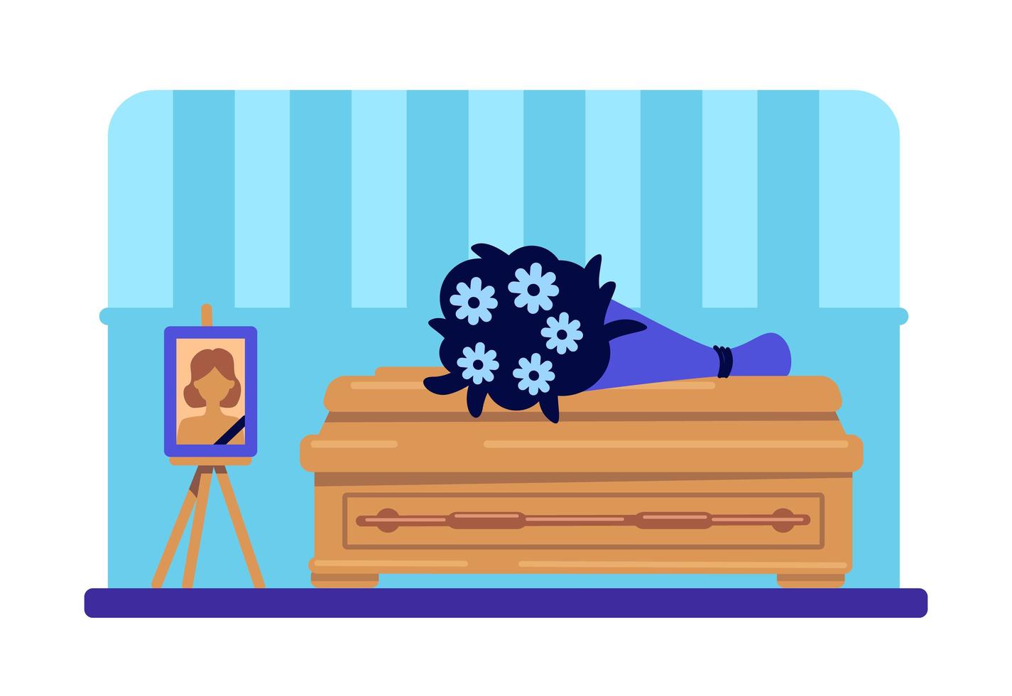 ataúd de mujer muerta y foto vector