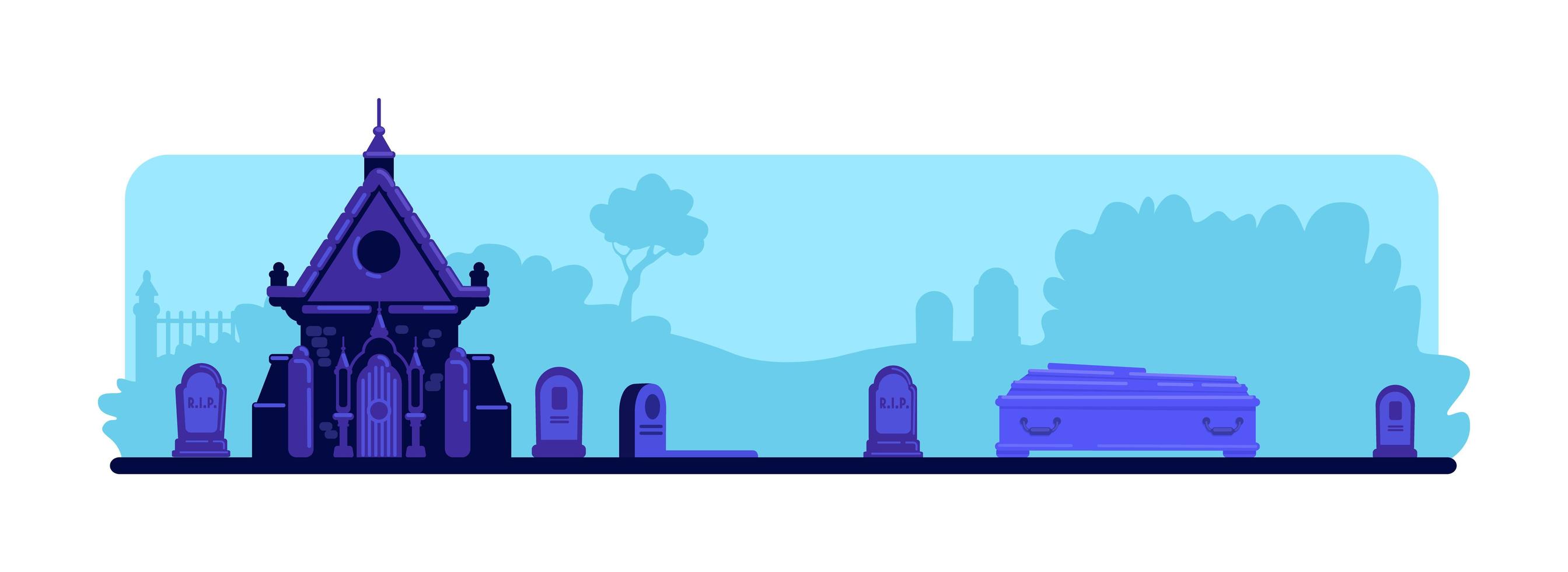 Tombstones and old crypt building vector