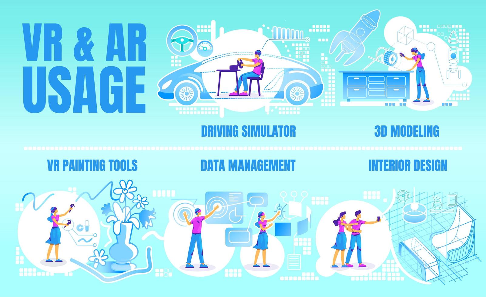 VR and AR usage infographic template vector