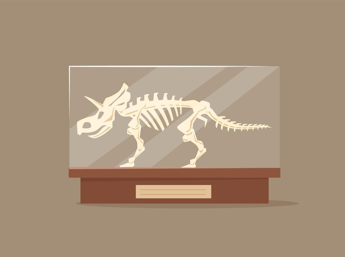 triceratops en vitrina de vidrio vector