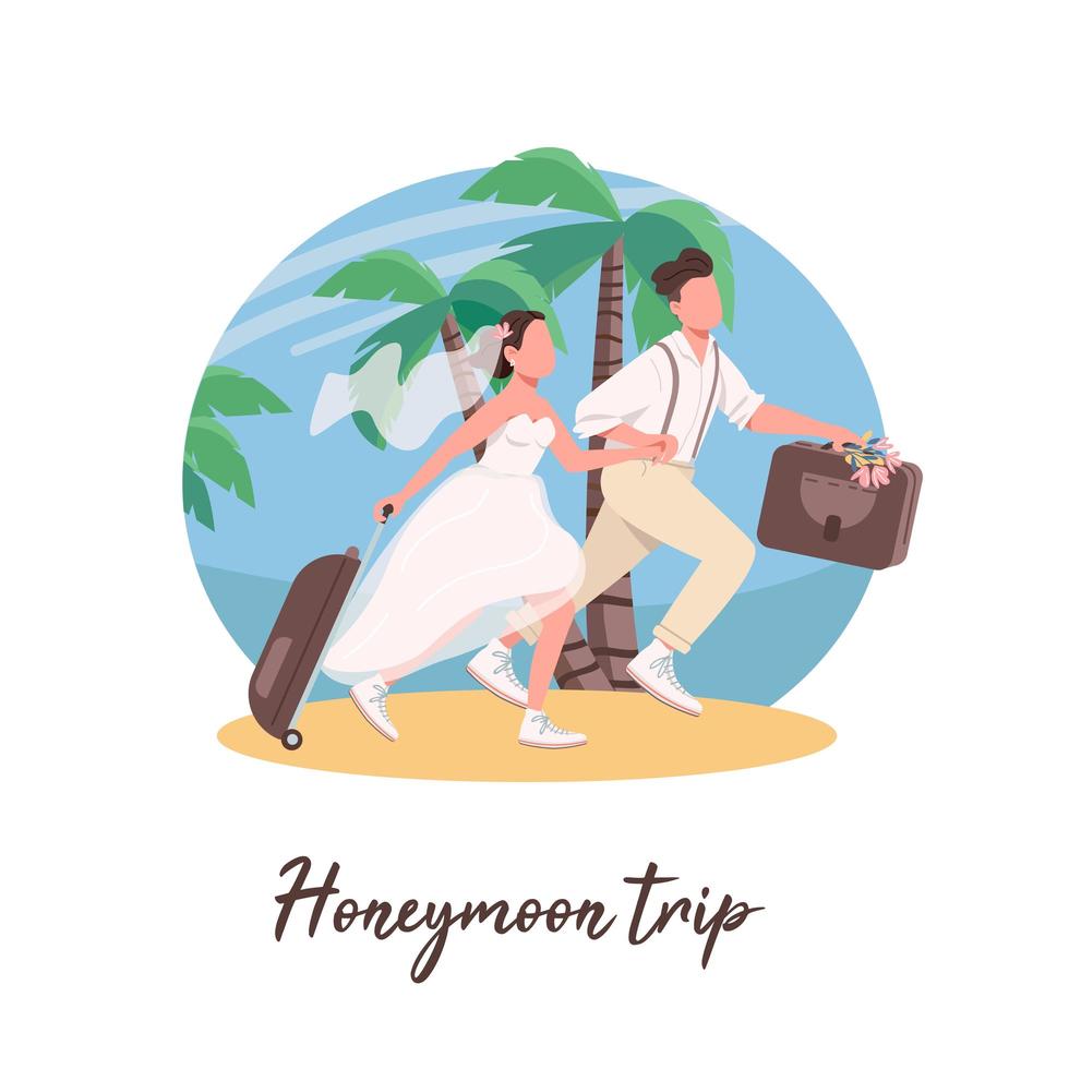 Just married couple first travel social media post vector