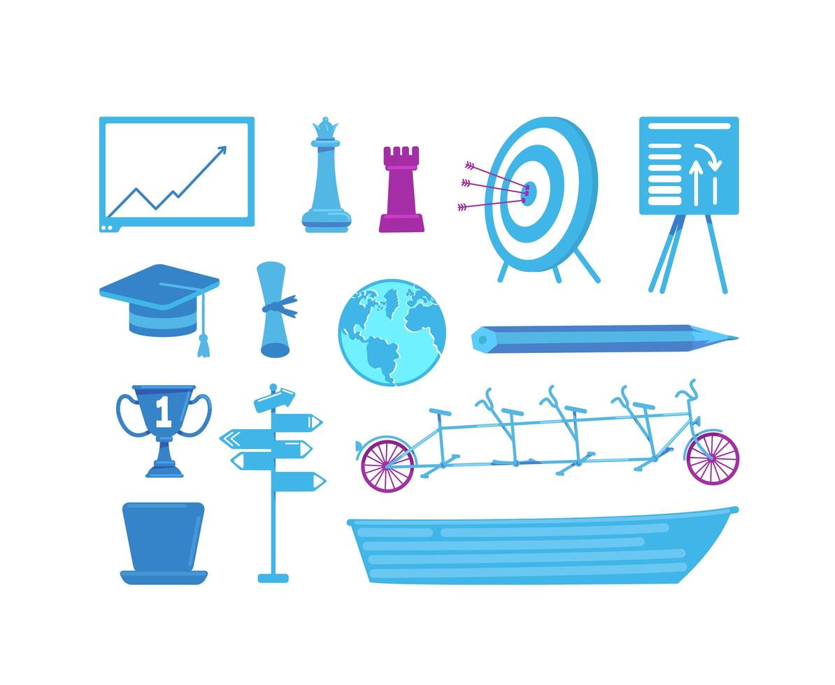 Business and education objects set vector