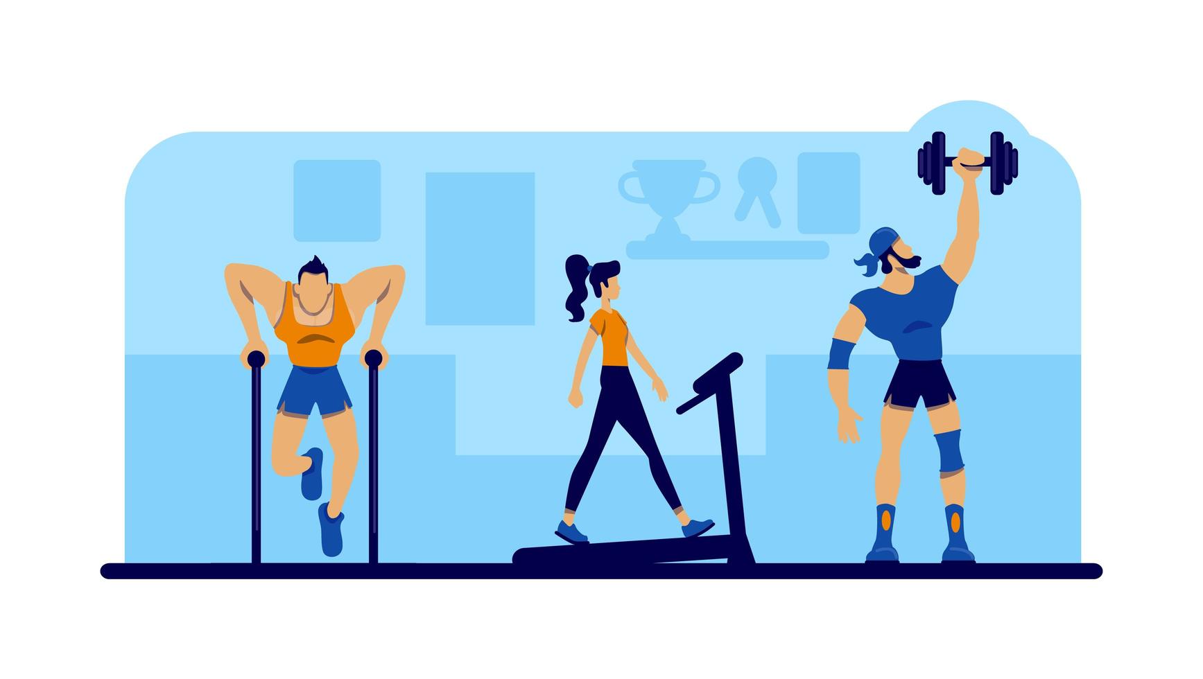 Gym workout with equipment vector