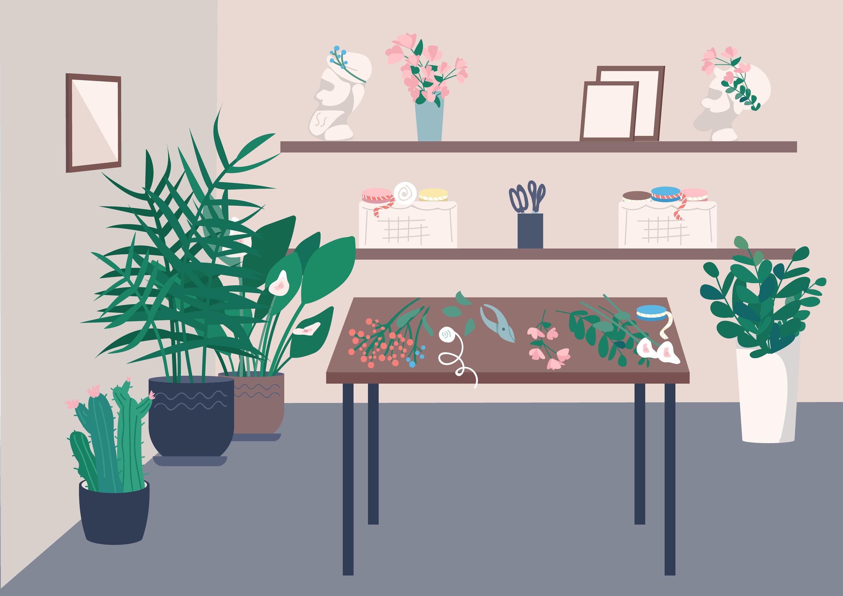 Florist studio room 1736440 Vector Art at Vecteezy