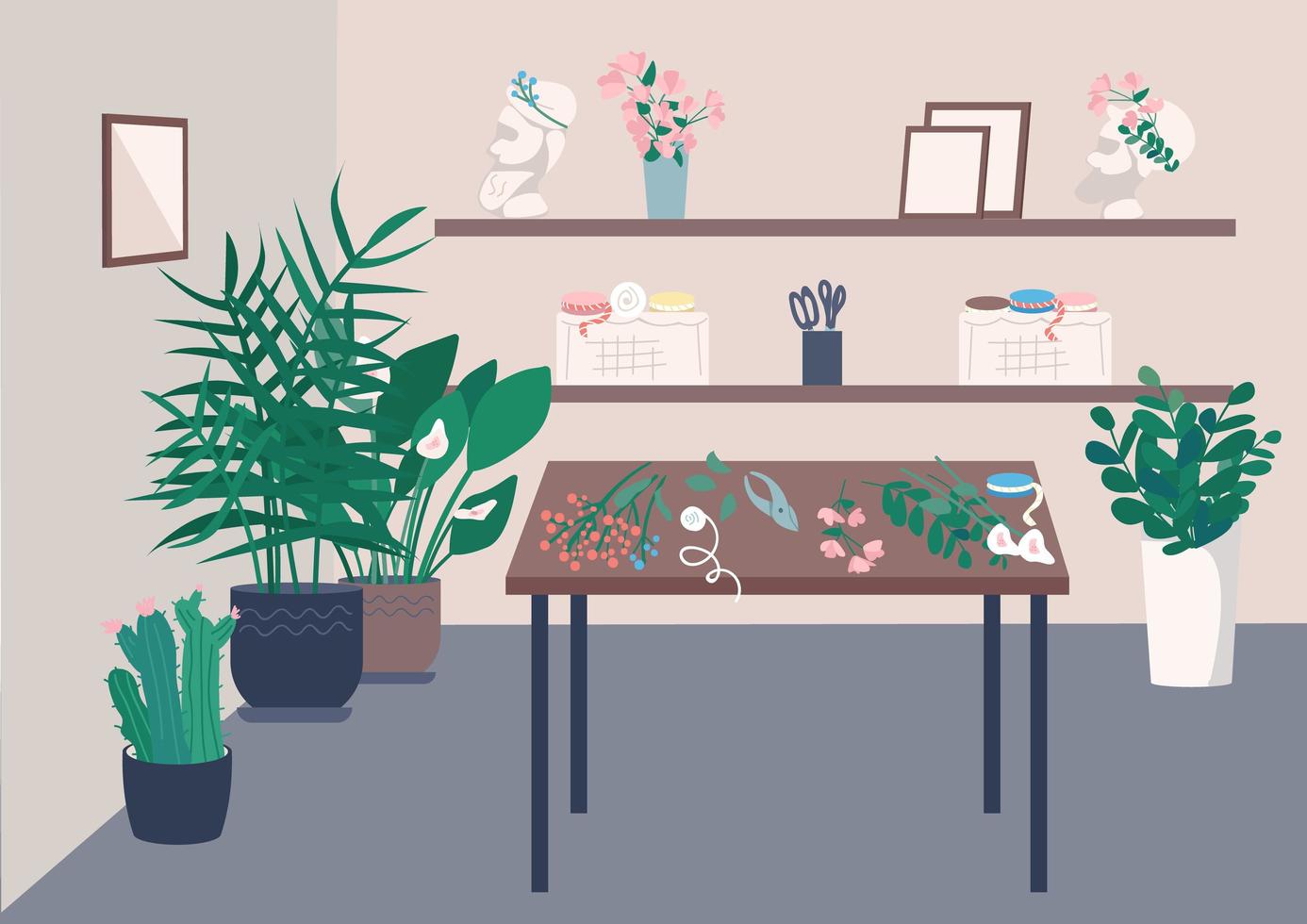 Florist studio room vector
