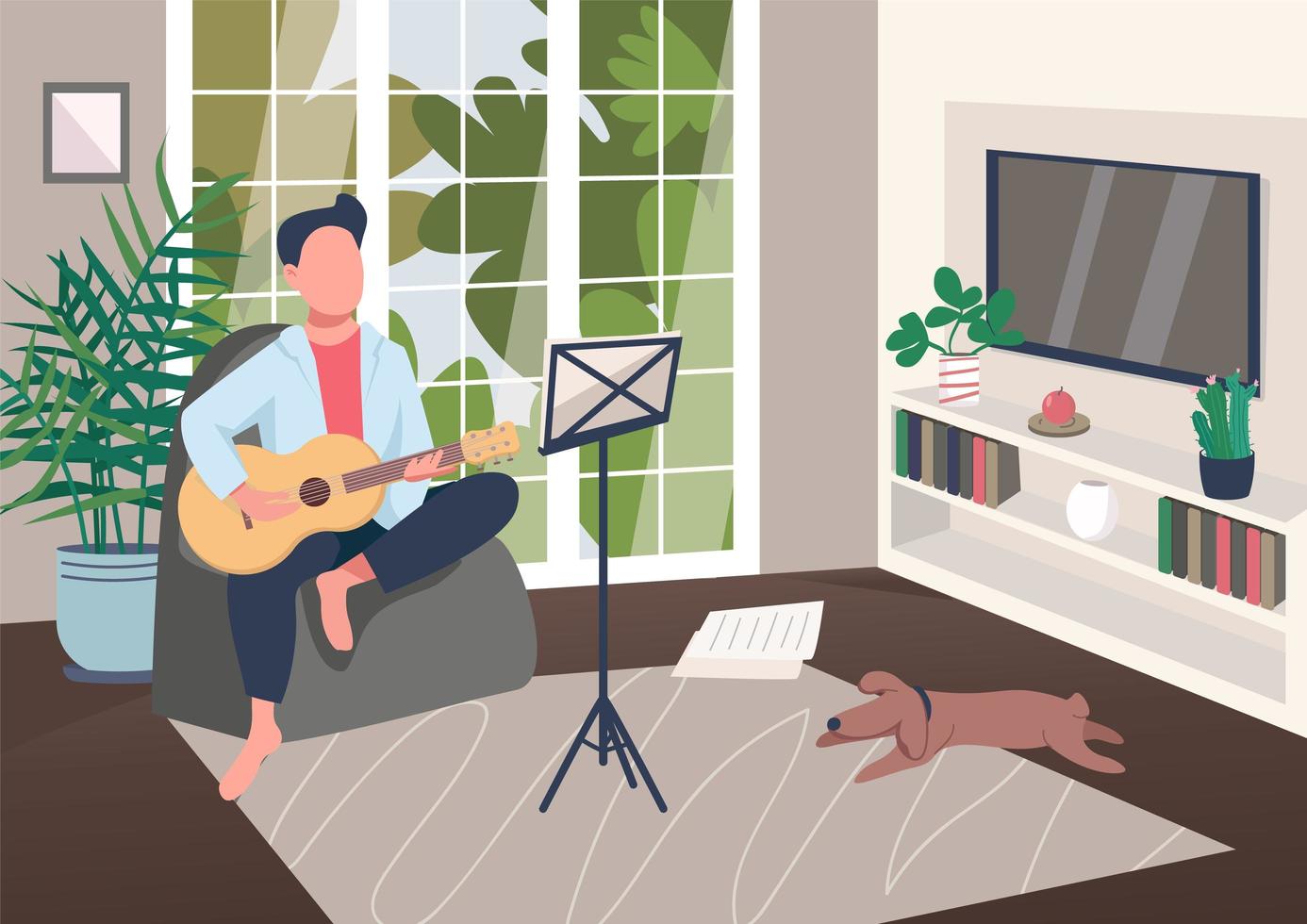 Guitarist at home vector