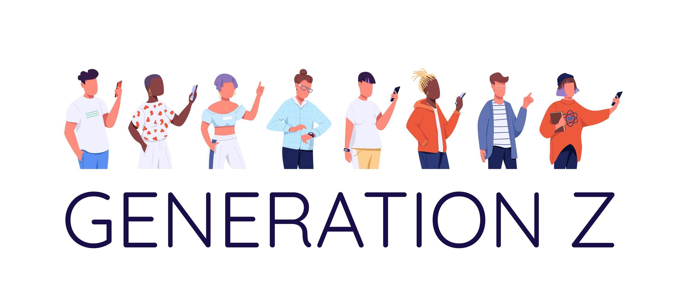 Generation Z characters set vector