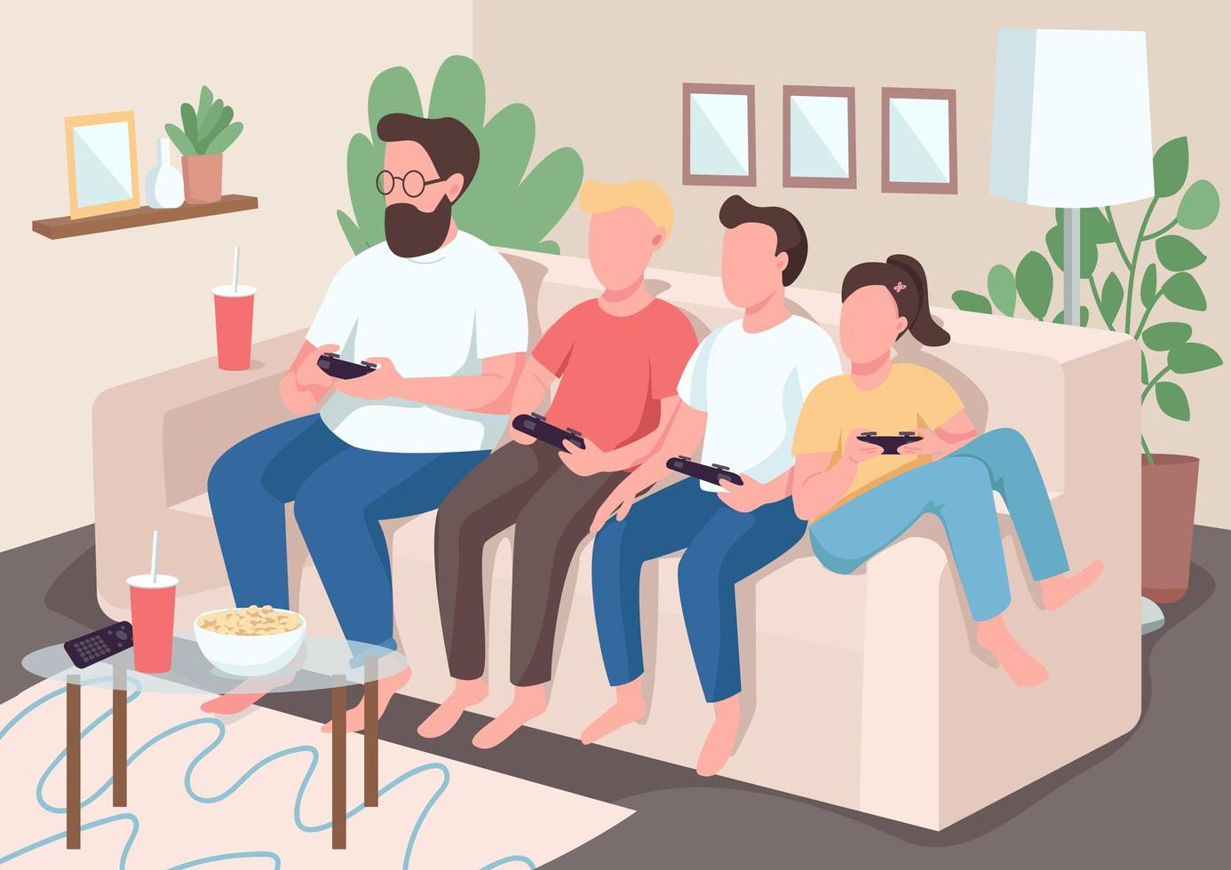 Family bonding on the couch vector