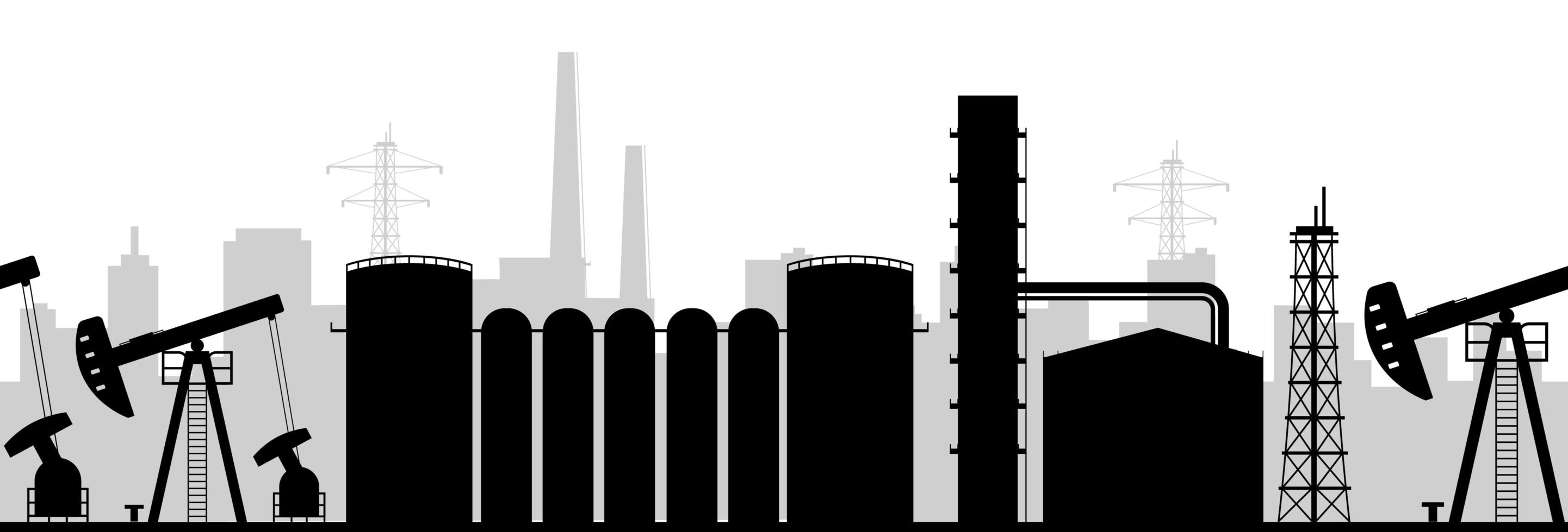 Oil manufacturing black silhouette vector