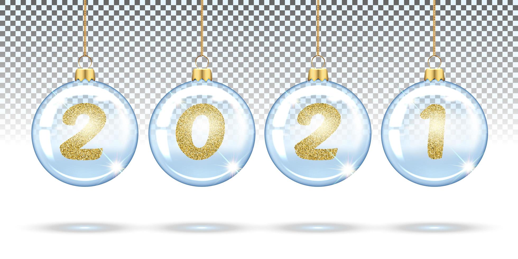 Transparent Christmas balls 2021 vector