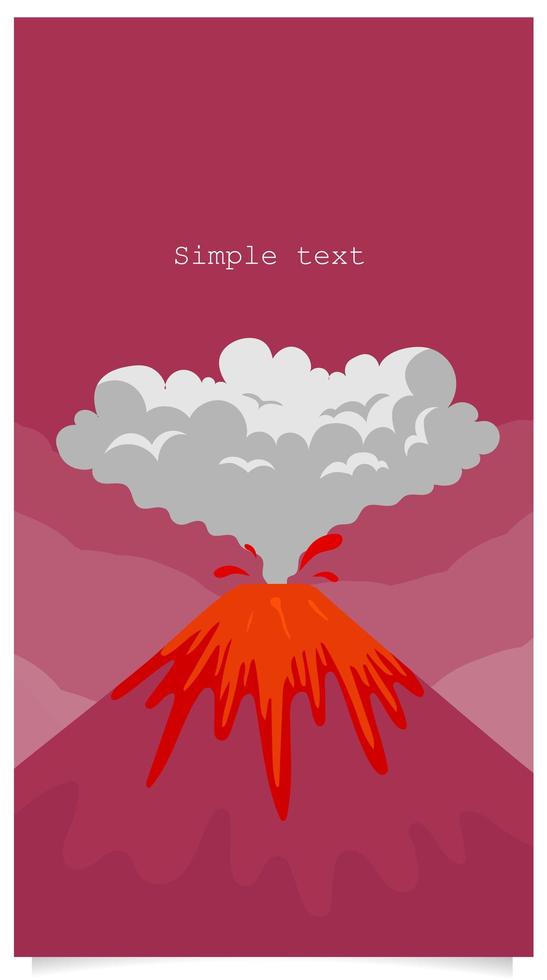 Volcano eruption background with text space vector