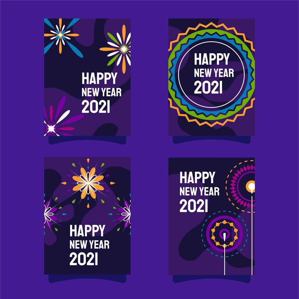 Fire Works New Year Celebrate Card vector