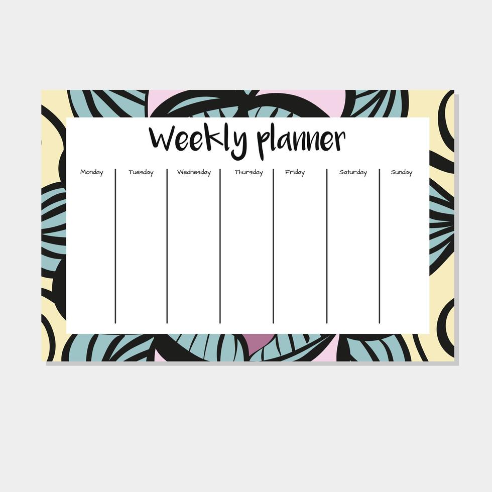 Weekly planner in Indian style. vector