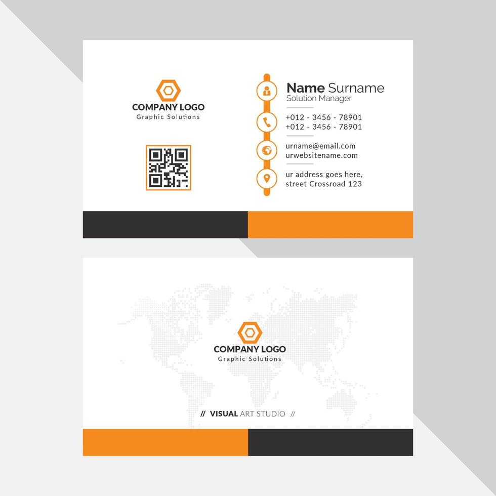 Orange elegant business card vector