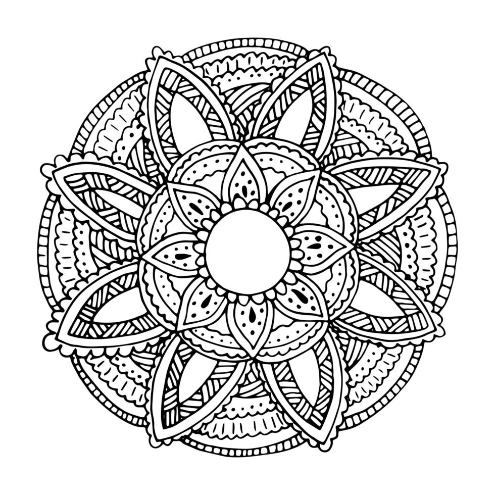 mandala de flores para tarjetas, estampados y libros para colorear vector