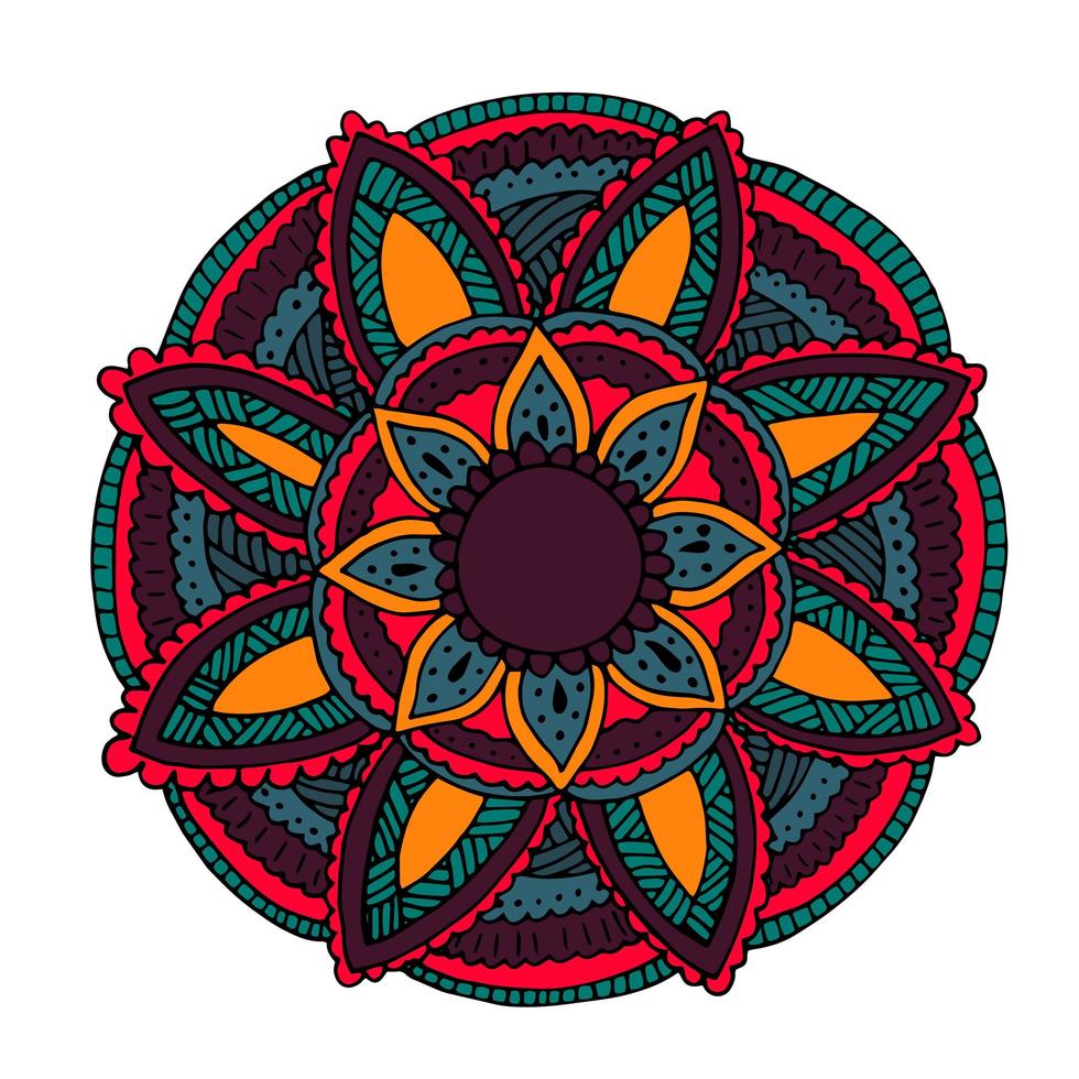 mandala de flores para tarjetas, estampados y libros para colorear vector