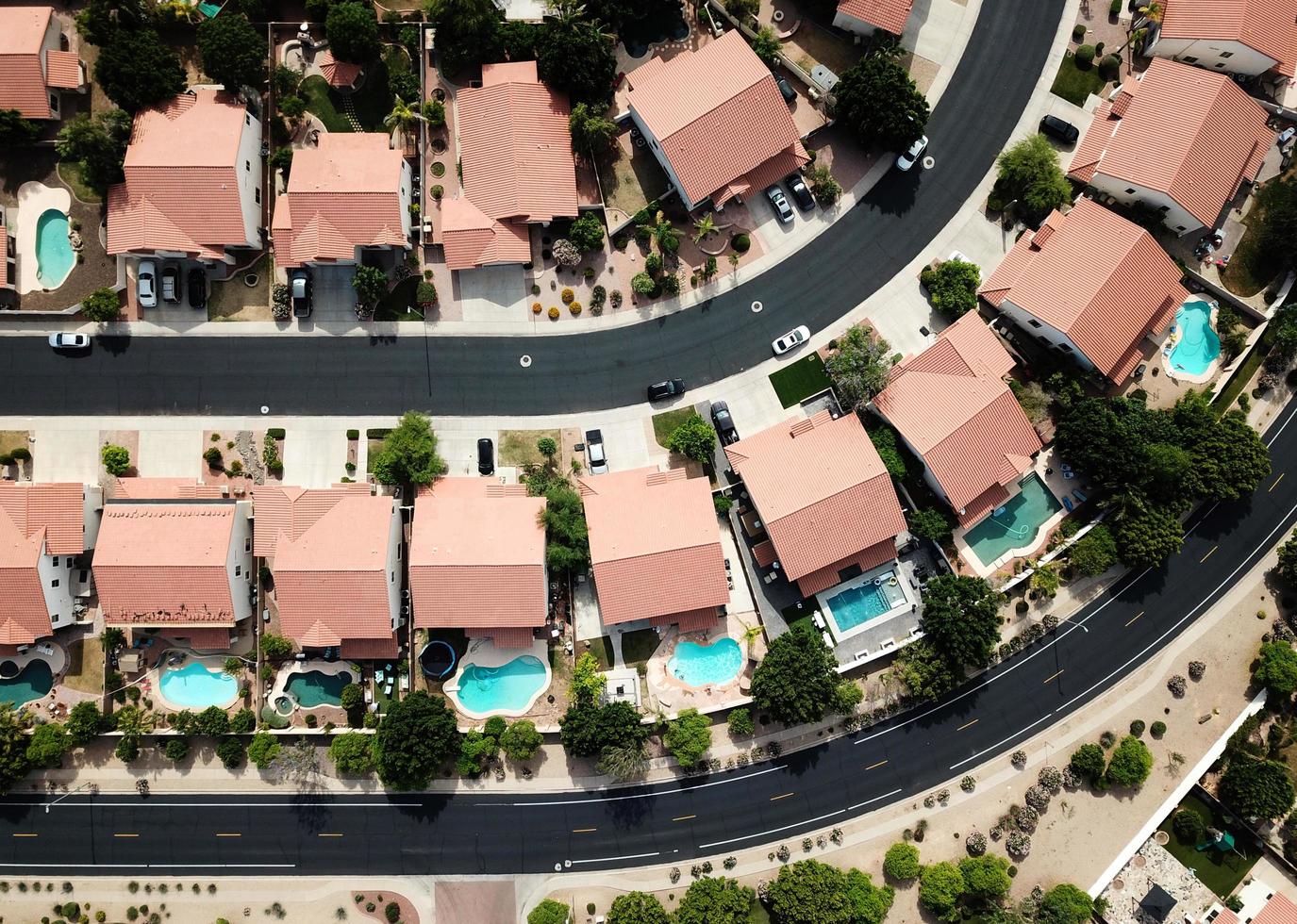 Aerial photography of residential area photo