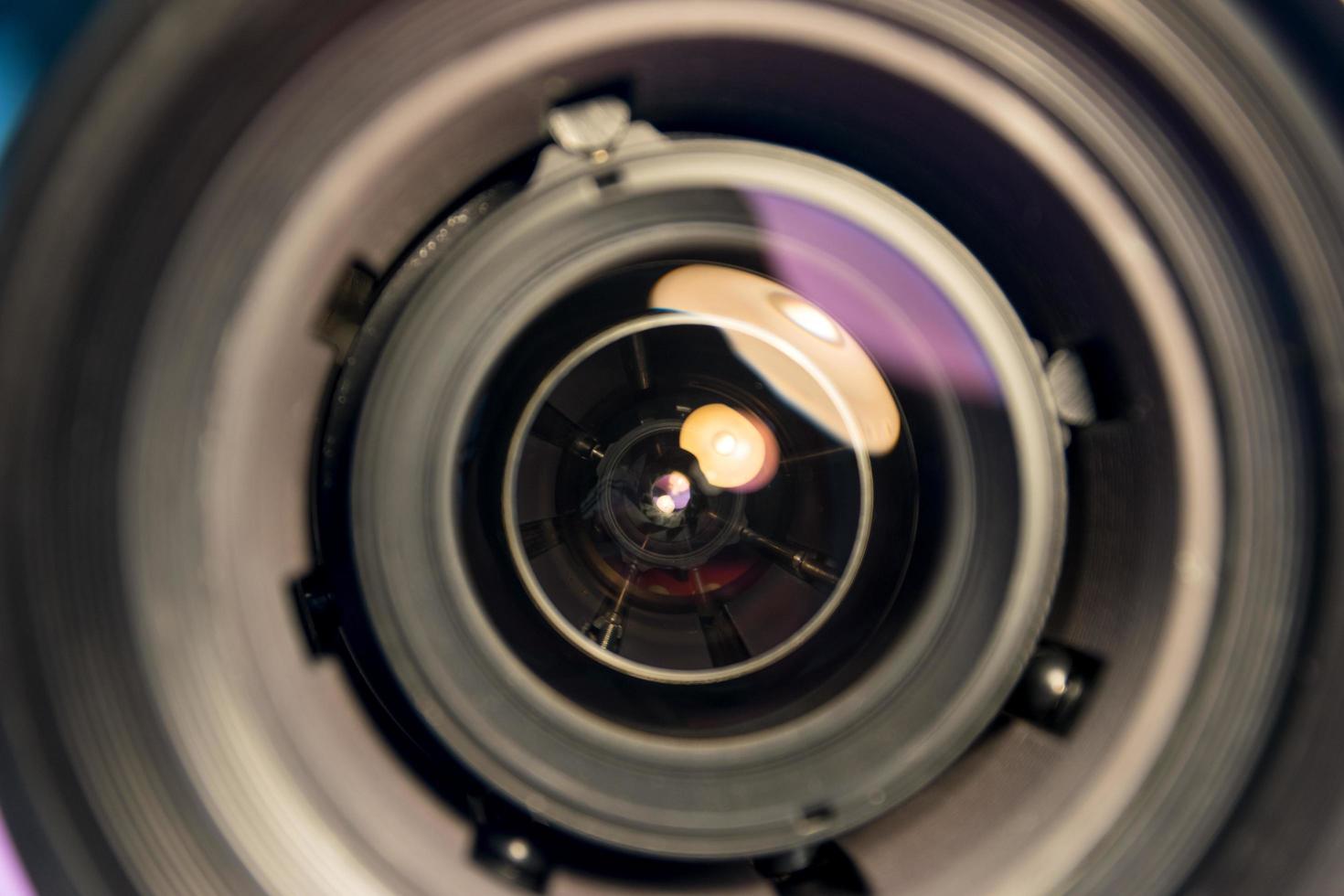 Close-up of a camera lens photo