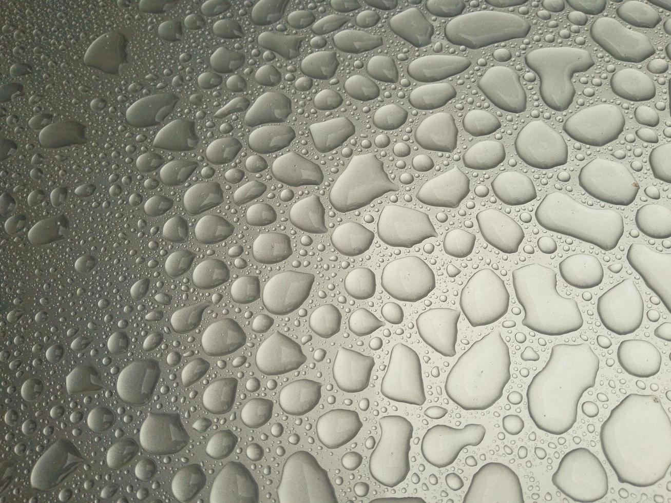 Close-up of rain drops on a translucent surface photo